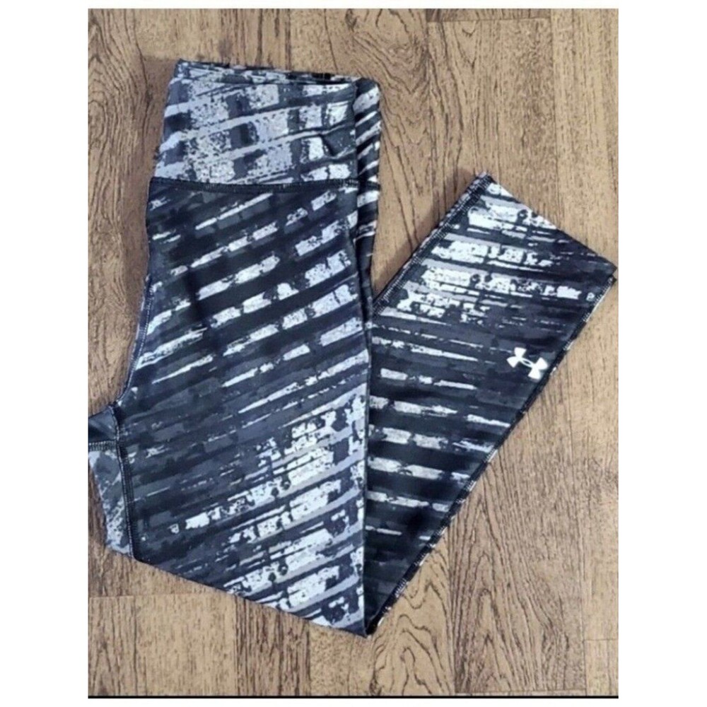 Under Armour Womens Sz XS Heat Gear Athletic Cropped Pants Black & Gray